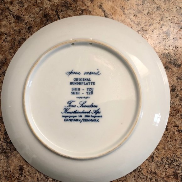 SHIZ TZU dog Tod Svendsen plate original Hundeplatte Denmark blue & white - Picture 5 of 5